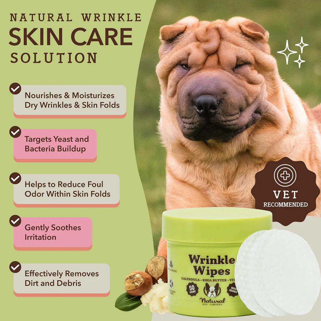 Natural Dog Company Wrinkle Wipes, 100-Count