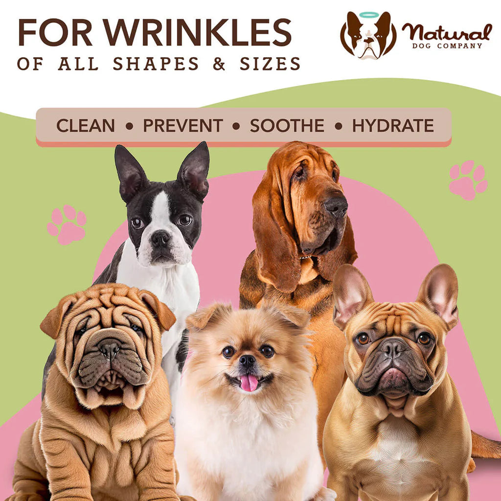 Natural Dog Company Wrinkle Wipes, 100-Count