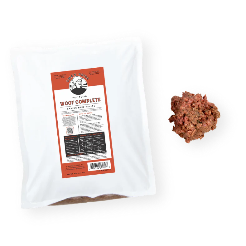 Oma's Pride Woof Complete Dog Beef Recipe, Frozen Raw Dog Food