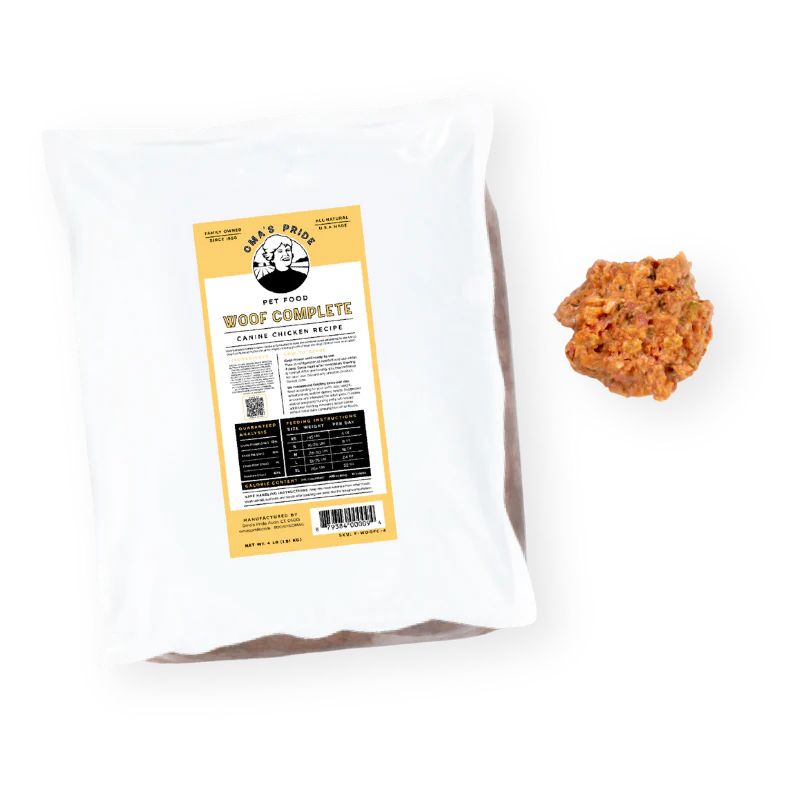 Oma's Pride Woof Complete Dog Chicken Recipe, Frozen Raw Dog Food