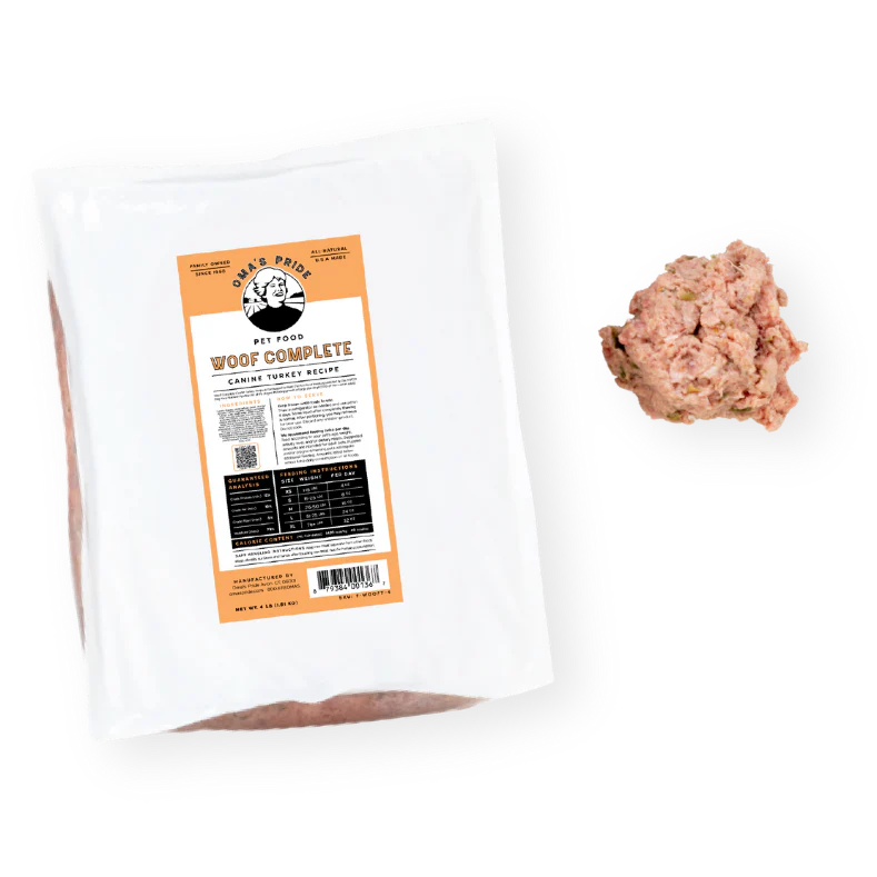 Oma's Pride Woof Complete Dog Turkey Recipe, Frozen Raw Dog Food