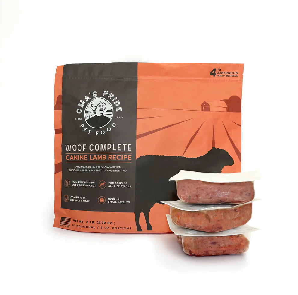 Oma's Pride Woof Complete Dog Lamb Recipe, Frozen Raw Dog Food
