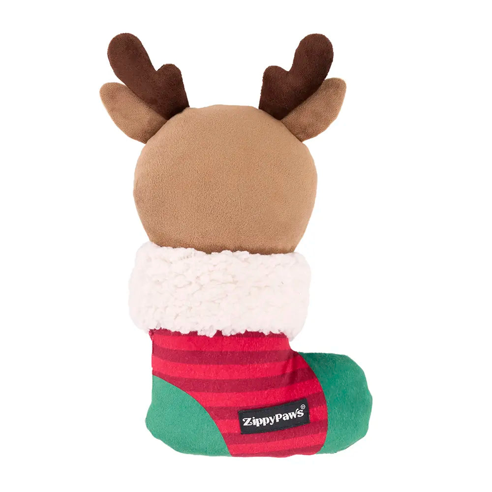 Zippy Paws EcoZippy Holiday Stocking Reindeer, Dog Toy