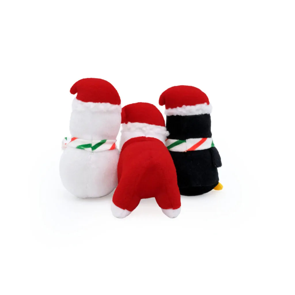 Zippy Paws Holiday Miniz 3-Pack Festive Animals, Dog Toy