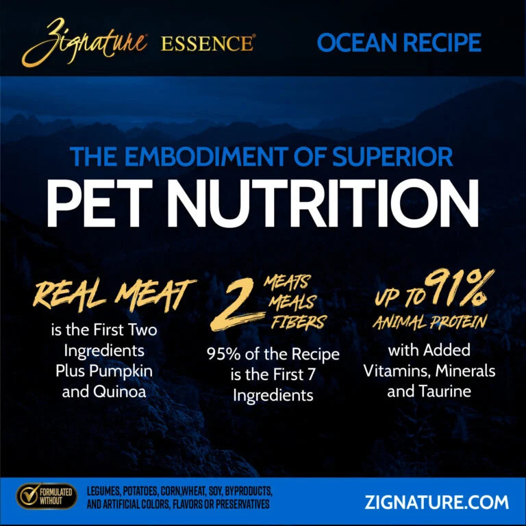 Grain-free dry dog food by Zignature Essence LIR Ocean recipe