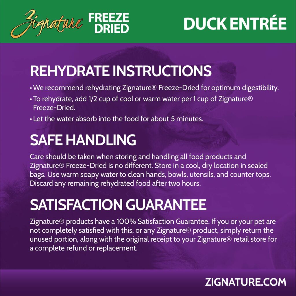 Zignature Original Duck Entree, Freeze-Dried Raw Dog Food