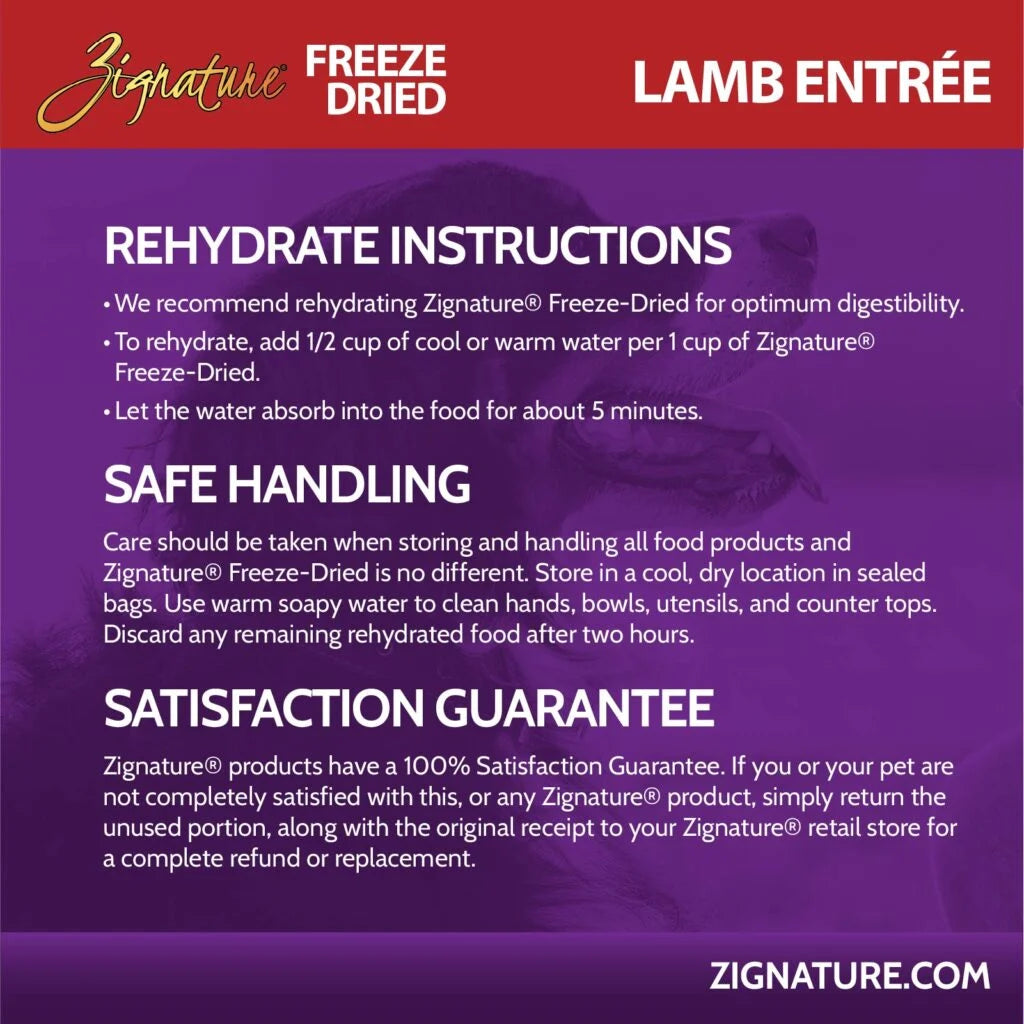 Zignature Original Lamb Entree, Freeze-Dried Raw Dog Food