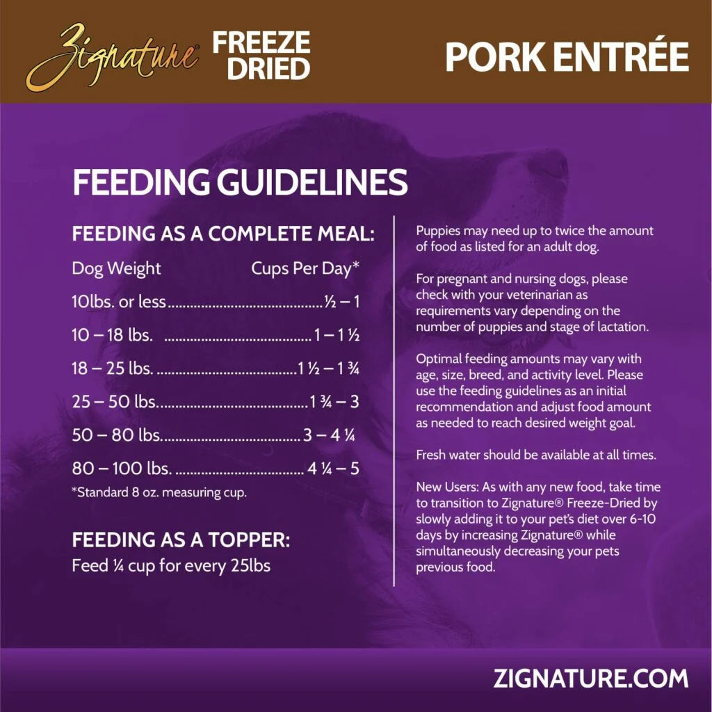 Zignature Original Pork Entree, Freeze-Dried Raw Dog Food