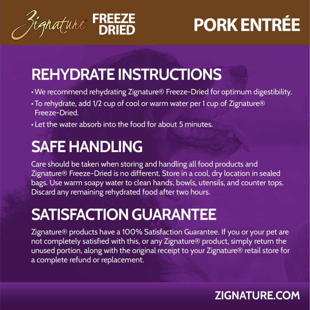 Zignature Original Pork Entree, Freeze-Dried Raw Dog Food