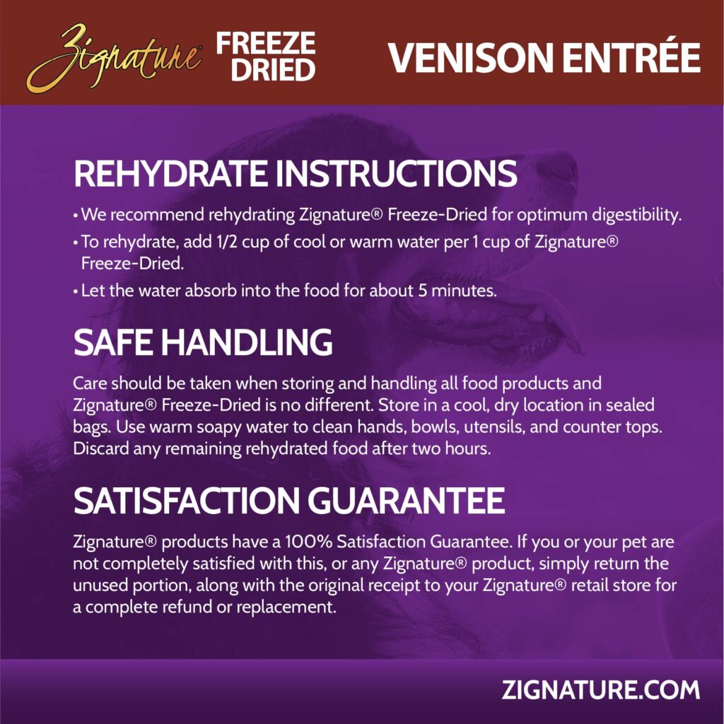 Zignature Original Venison Entree, Freeze-Dried Raw Dog Food