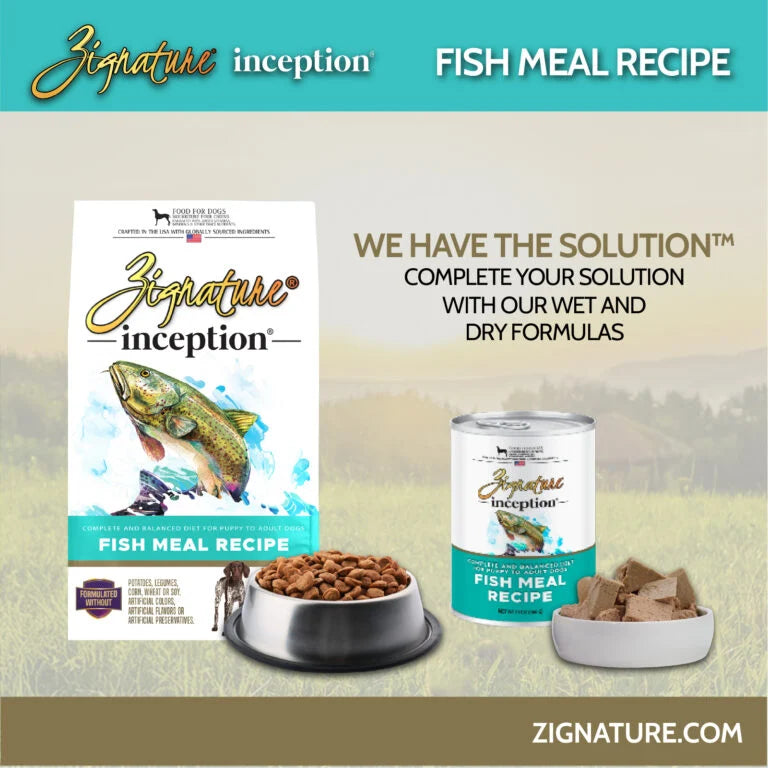Grain-free Zignature Inception dry dog food with real fish