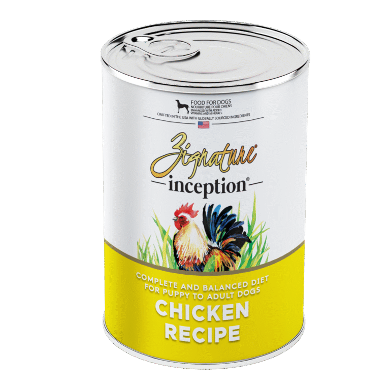 Grain-free Zignature wet dog food with real chicken, 13-ounce cans