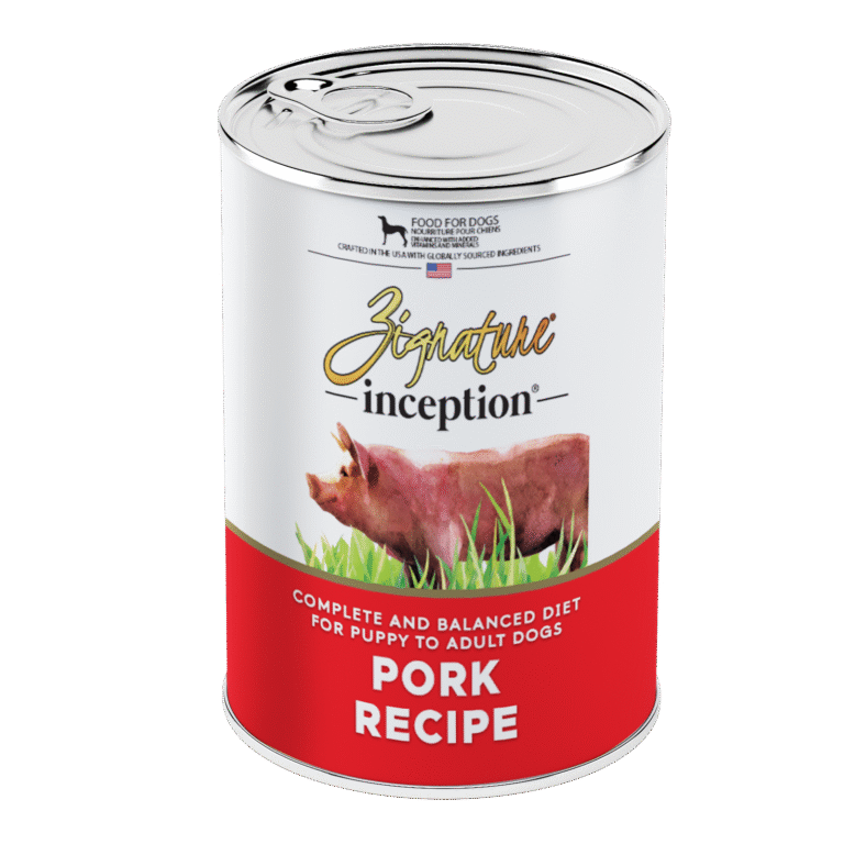 Nutritious and flavorful pork wet dog food by Zignature Inception
