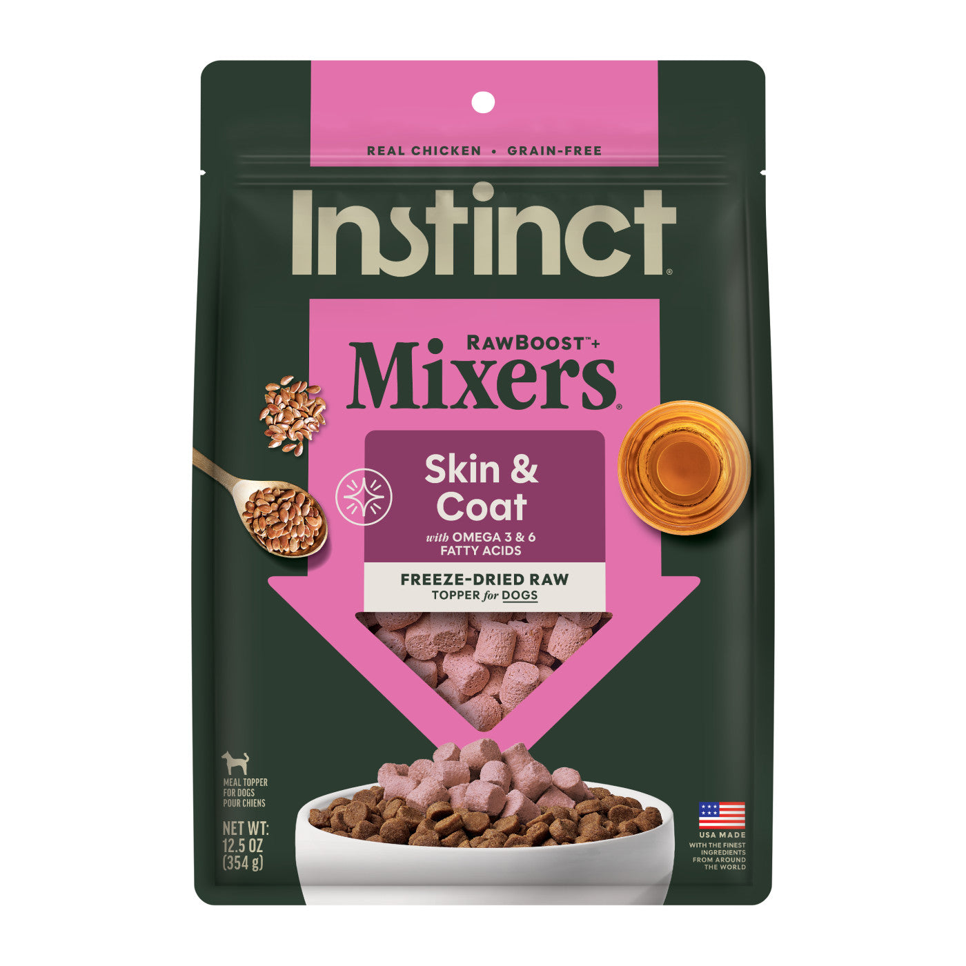 Instinct Raw Boost Mixers Skin and Coat Health Freeze-Dried Dog Food Topper, 5.5-oz Bag