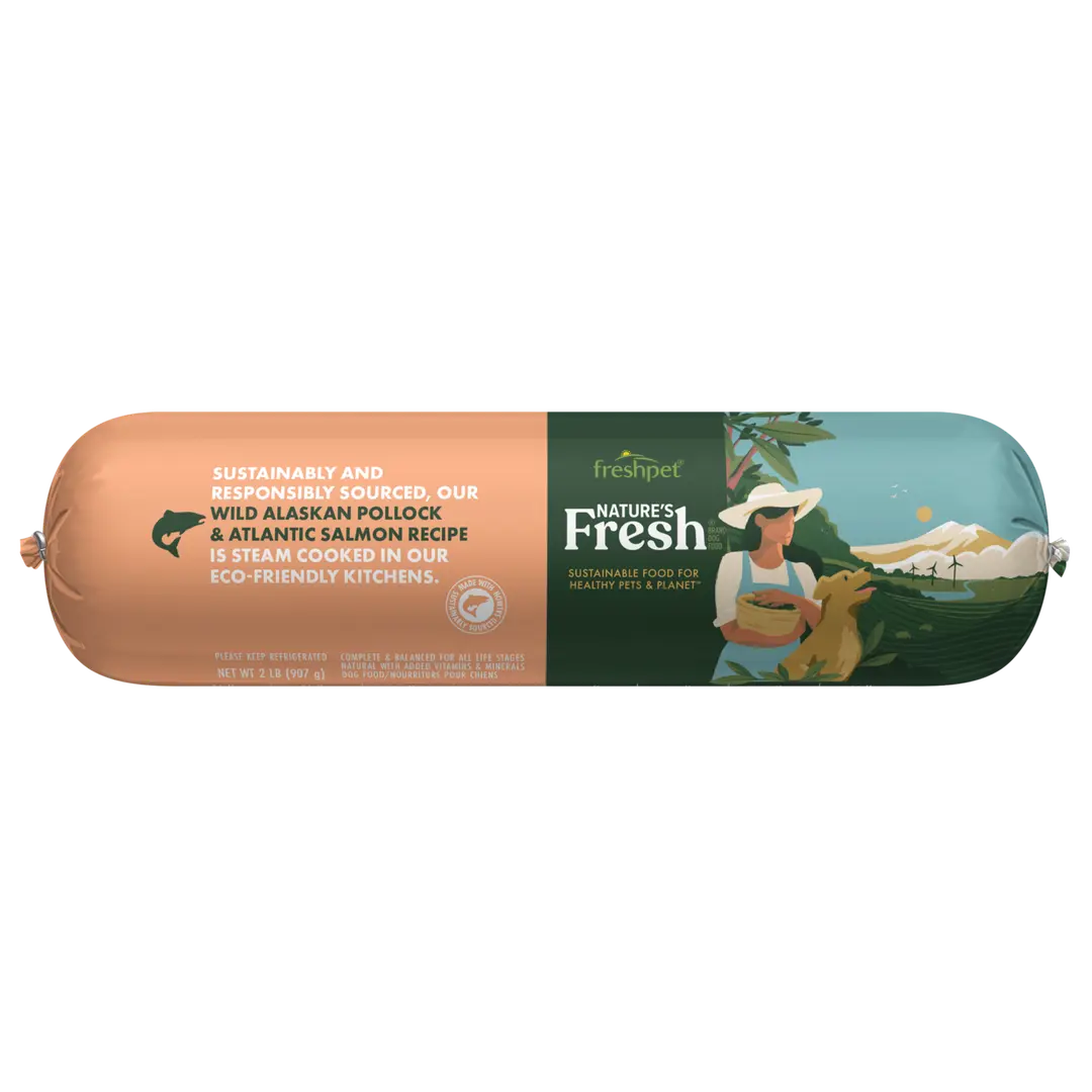 Freshpet Vital Grain Free Wild Alaskan Pollock & Salmon, Gently Cooked Dog Food, 2-lb Roll