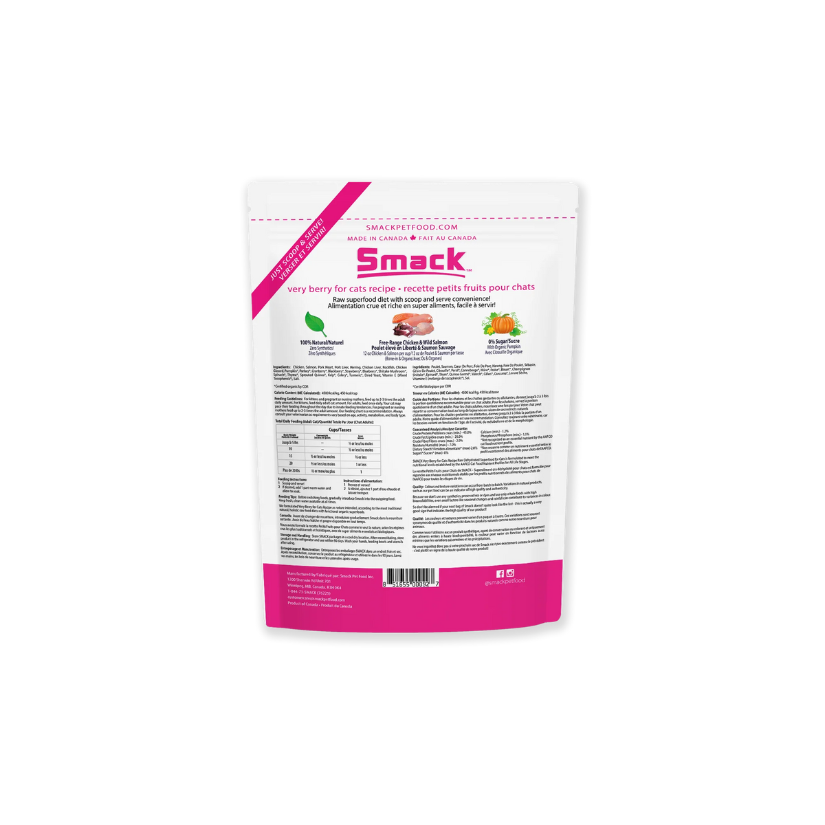 Smack Very Berry For Cats, Dehydrated Cat Food, 8.8-oz Pouch
