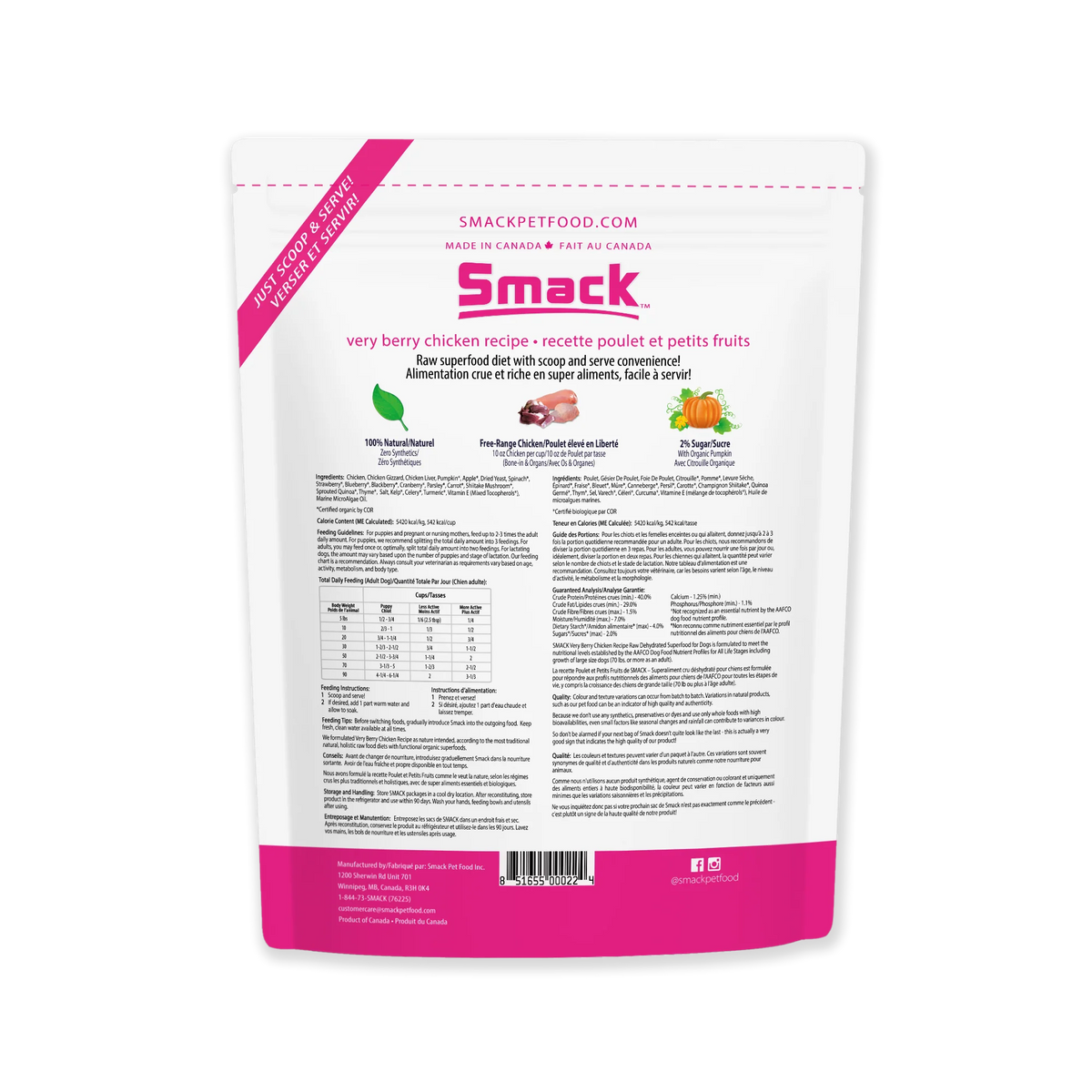 Smack Very Berry Chicken, Dehydrated Dog Food
