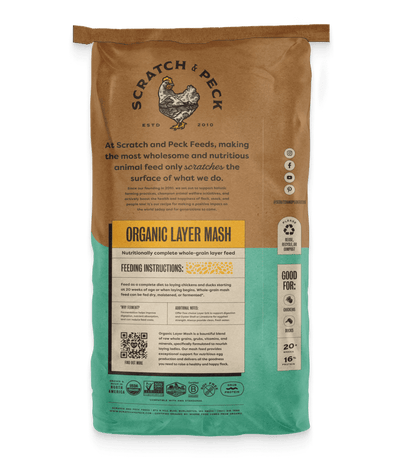 Scratch & Peck Organic Duck & Chicken Layer Mash 16% 40-lb, Poultry Feed
