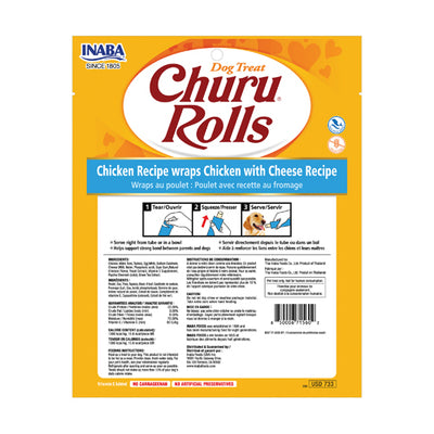 Inaba Churu Rolls Chicken With Cheese 3.36-oz, 8-Pack Dog Treat