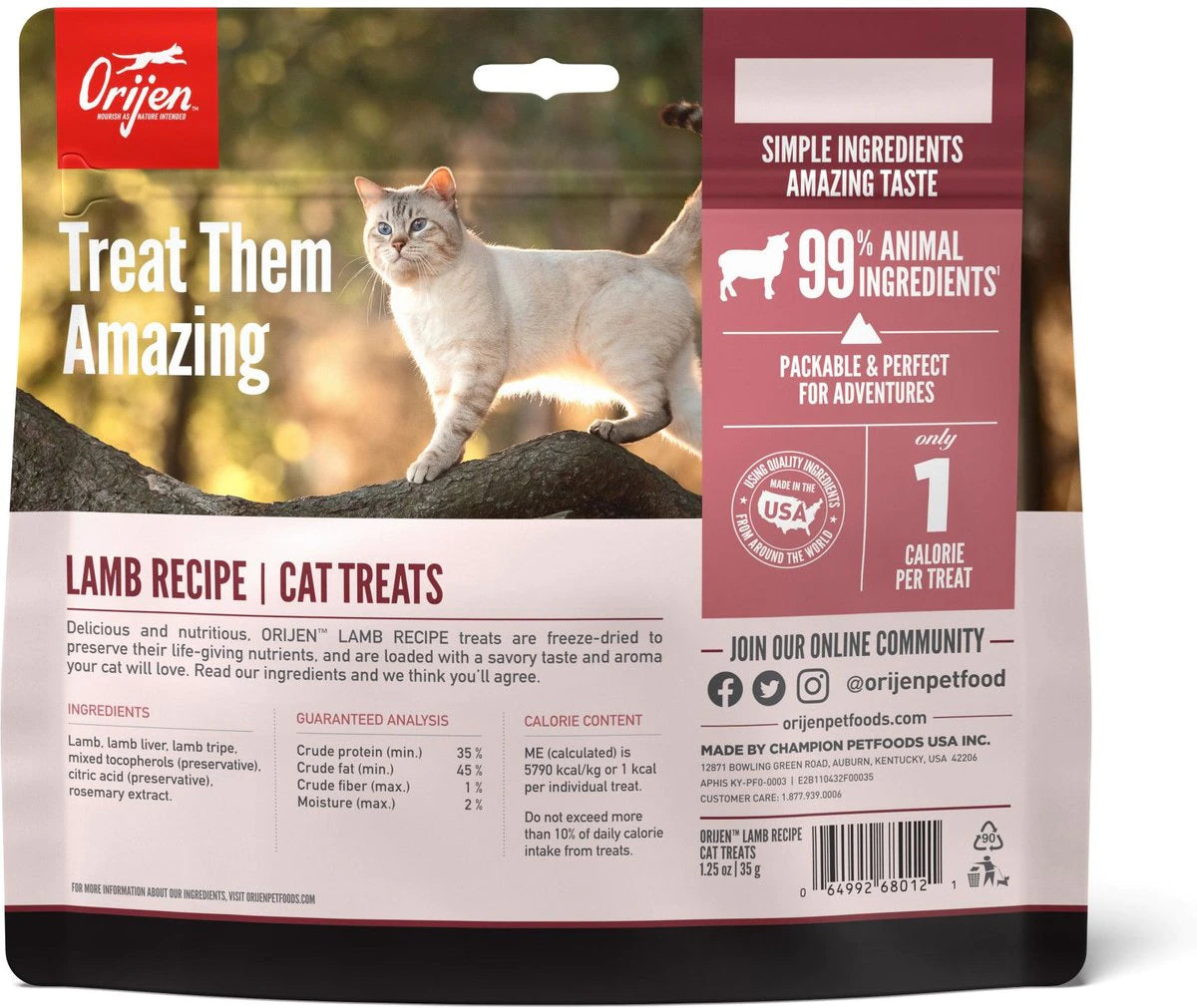 Orijen Freeze-Dried Lamb 1.25-oz, Cat Treat