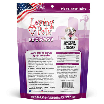 Loving Pets Be Chewsy Pig Ear Alternative Chews 4-Pack, Dog Chew