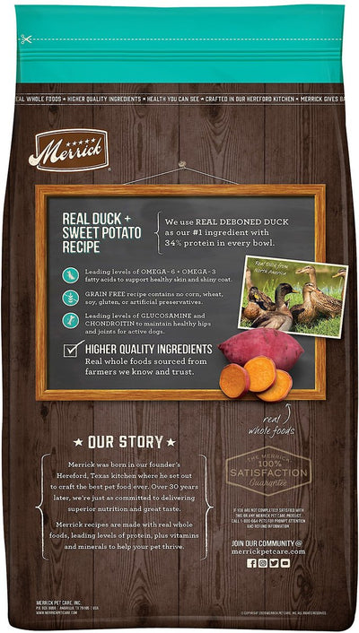 Merrick Grain Free Real Duck & Sweet Potato Recipe, Dry Dog Food