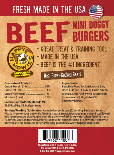 Happy Howies 2-Inch Beef Burgers, 13-Count, Dog Treat