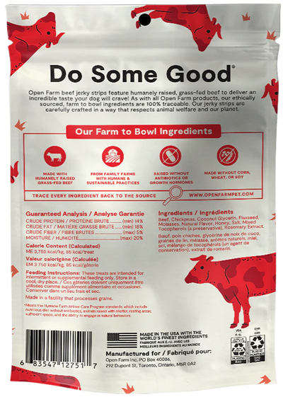 Open Farm Grain-Free Grass-Fed Beef Jerky Strips 5.6-oz, Dog Treat