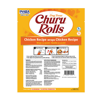 Inaba Churu Rolls Chicken Recipe 3.36-oz, 8-Pack Dog Treat