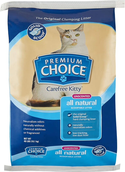 Premium Choice All Natural Unscented Clumping, Cat Litter