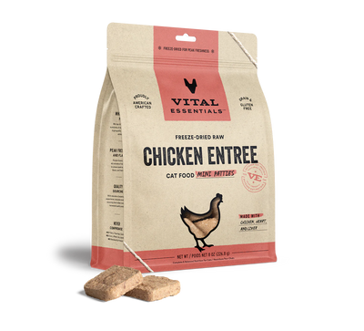Vital Essentials Chicken Mini Patties, Freeze-Dried Cat Food, 8-oz Bag