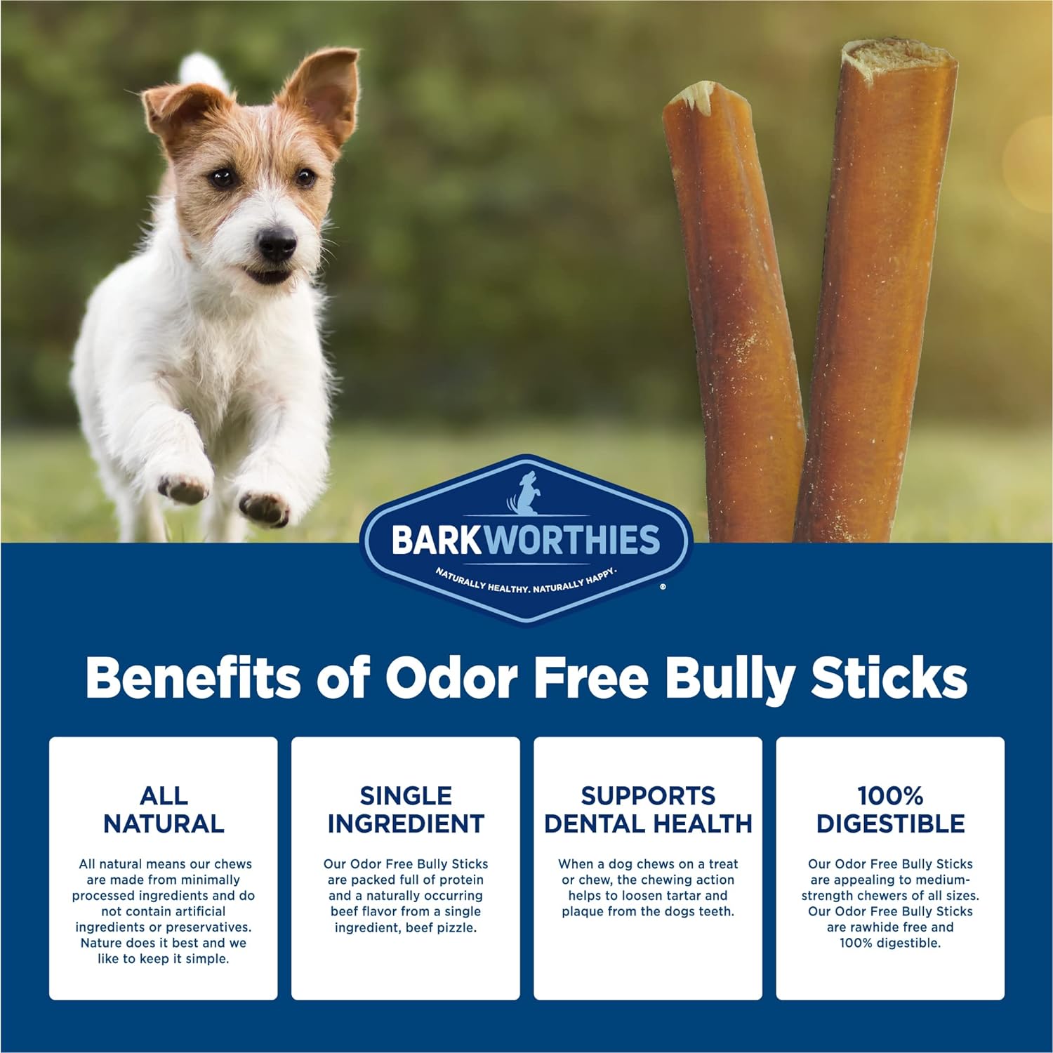 Barkworthies Little Barkers Odor Free 4 Inch Bully Stick 4 oz Dog Che Anaheim Feed Pet Supply