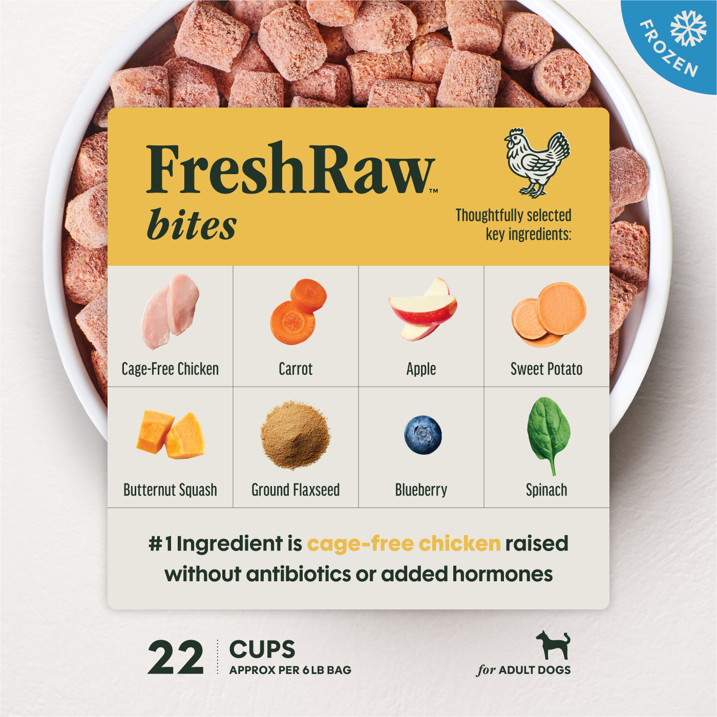 Instinct FreshRaw Bites Cage-Free Chicken Recipe, Frozen Raw Dog Food