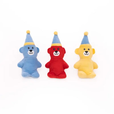 Zippy Paws Miniz Birthday Bears 3-Pack, Dog Toy