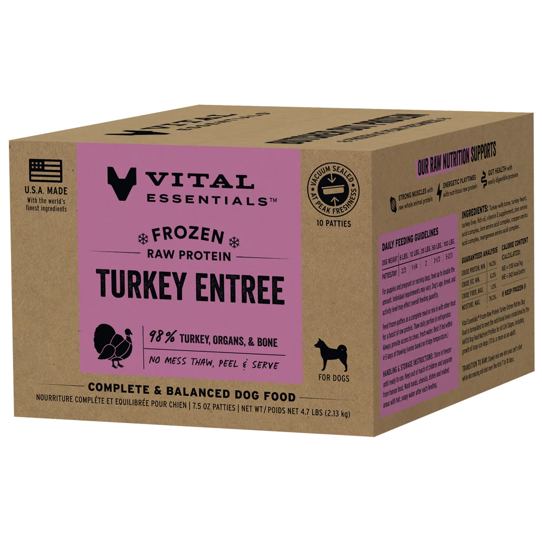 Vital Essentials Turkey Patties Frozen Raw Dog Food