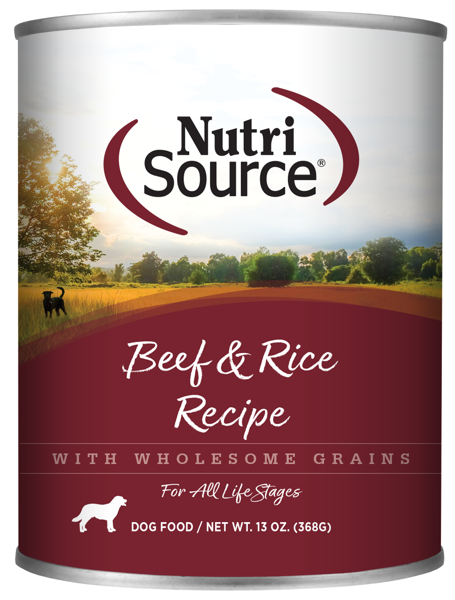 NutriSource® Beef & Rice Recipe, Wet Dog Food, 13-oz Case of 12