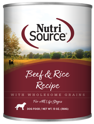 NutriSource® Beef & Rice Recipe, Wet Dog Food, 13-oz Case of 12