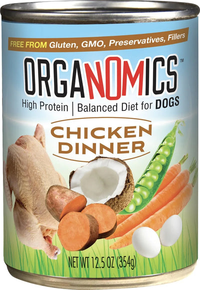 Organomics Chicken Dinner, Wet Dog Food, 12.5-oz Case Of 12