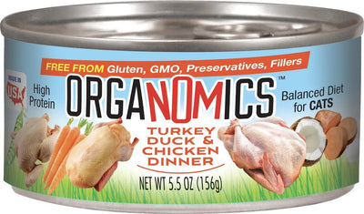 Organomics Turkey, Duck & Chicken Dinner, Wet Cat Food, 5.5-oz Case Of 24