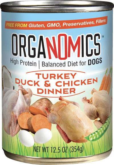 Organomics Turkey, Duck & Chicken Dinner, Wet Dog Food, 12.8-oz Case Of 12
