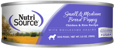 NutriSource® Small & Medium Breed Puppy, Wet Dog Food, 5.5oz Case of 12
