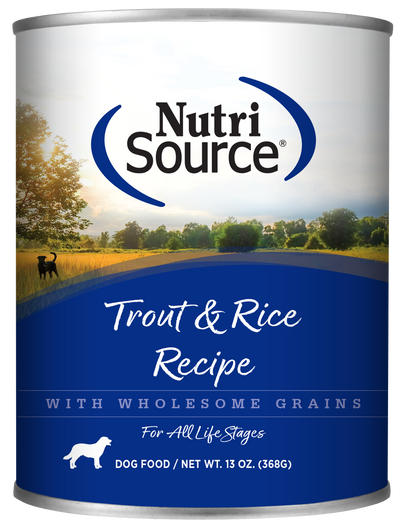 NutriSource® Trout & Rice Recipe, Wet Dog Food, 13-oz Case of 12