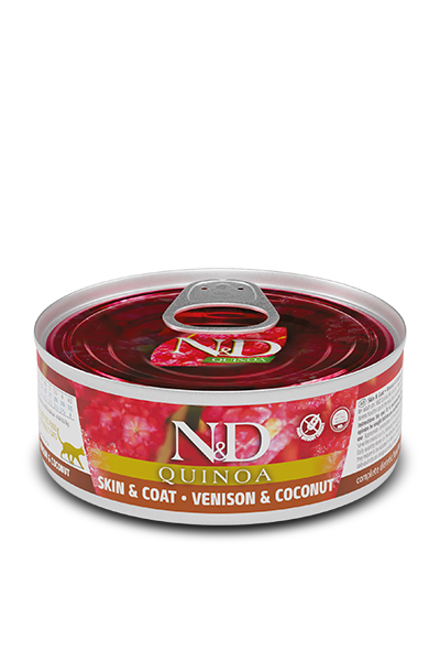 Farmina N&D Quinoa Skin & Coat Venison Recipe, Wet Cat Food, 2.8-oz Case Of 24