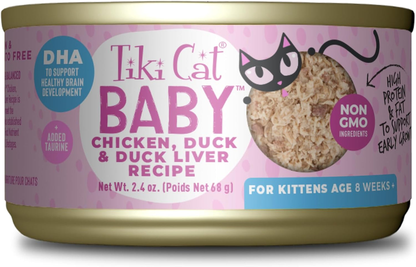 Tiki Cat Baby Kitten Chicken,Duck & Duck Liver, Wet Cat Food, 2.4-oz Case Of 12