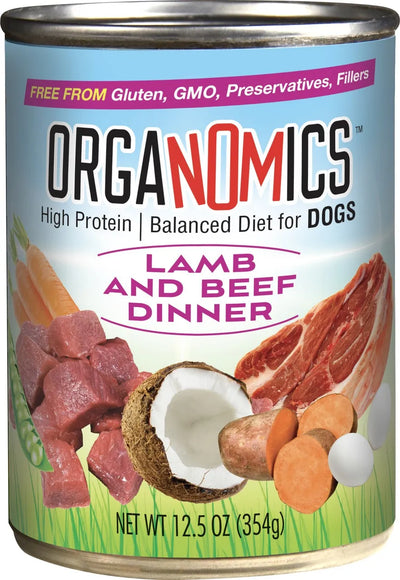 Organomics Lamb And Beef Dinner, Wet Dog Food, 12.5-oz Case Of 12