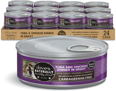 Dave's Pet Food Naturally Healthy Grain-Free Tuna & Chicken Dinner In Gravy 5.5-oz, Case Of 24, Wet Cat Food