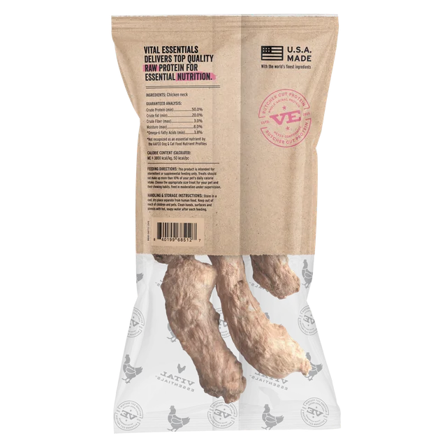 Vital Essentials Freeze-Dried Raw Chicken Necks, Dog Chews