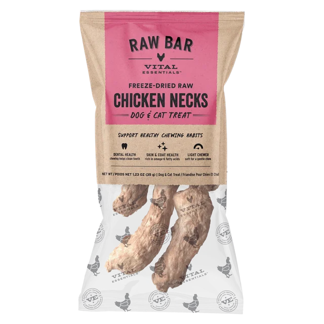 Vital Essentials Freeze-Dried Raw Chicken Necks, Dog Chews