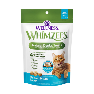 Whimzees Natural Cat Dental Treats Chicken & Tuna Recipe, Cat Treat