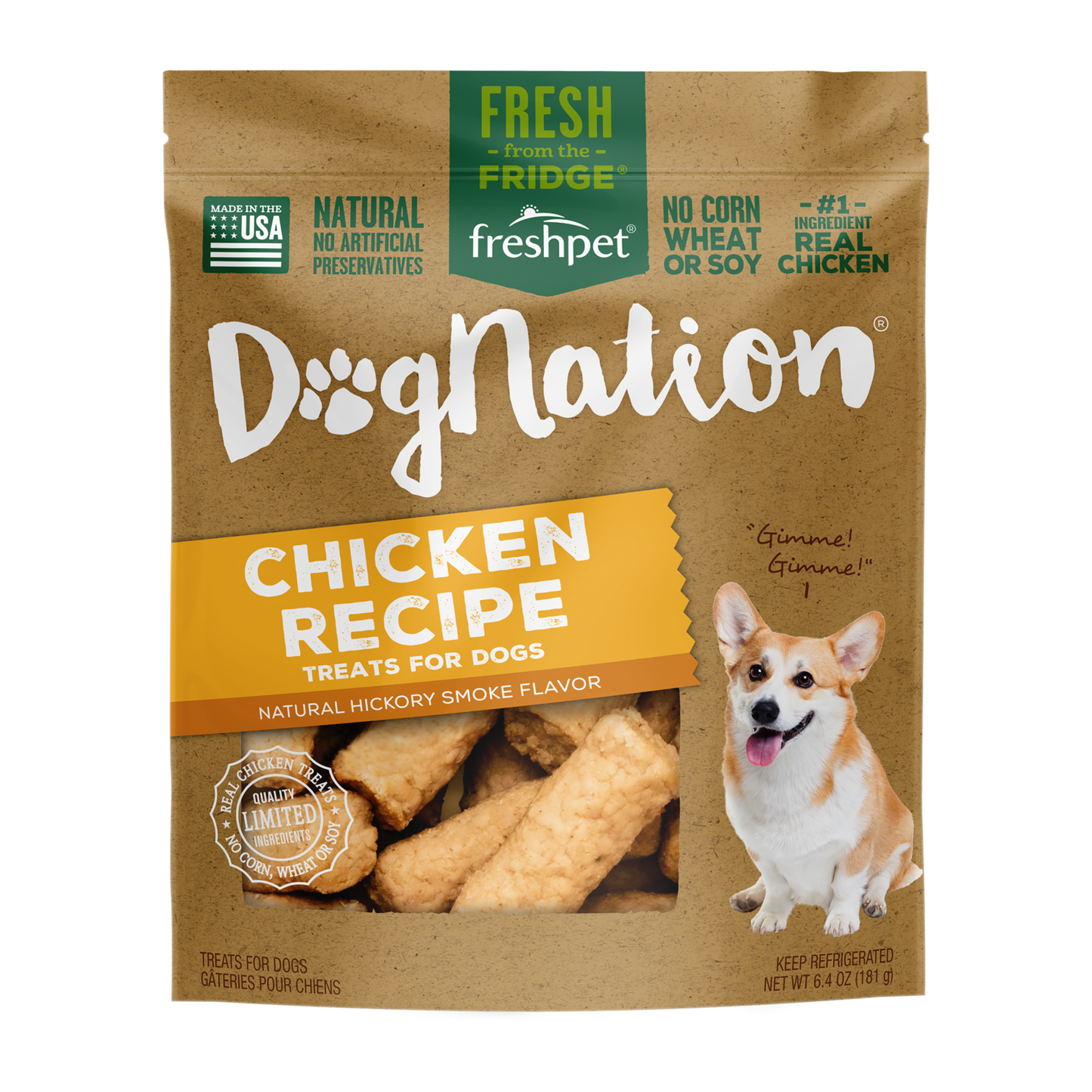 Freshpet Dognation Chicken Recipe 6.4-oz, Refrigerated Dog Treat